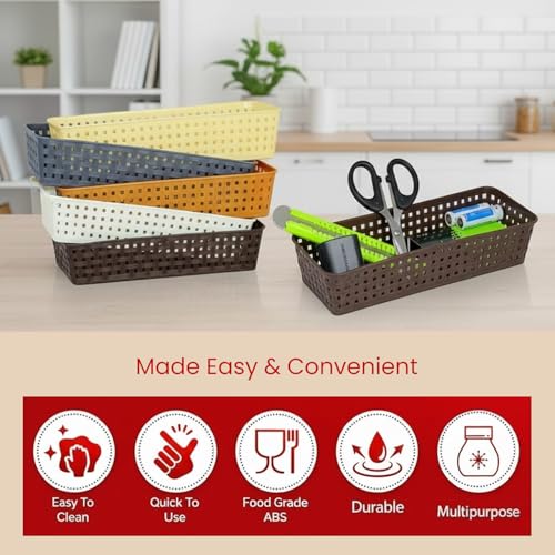 Oblivion Wardrobe Organizer for Storage 24 Pcs - Plastic Multipurpose Desk Organizer Tray, Multicolour Office Drawer Dividers Bins for Household Items, Bathroom, Makeup, Bedroom Dresser & Basket Rack - Image 4