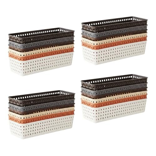 Oblivion Wardrobe Organizer for Storage 24 Pcs - Plastic Multipurpose Desk Organizer Tray, Multicolour Office Drawer Dividers Bins for Household Items, Bathroom, Makeup, Bedroom Dresser & Basket Rack - Image 1