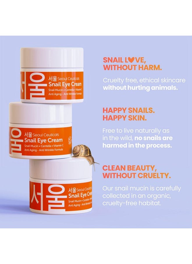 seoulceuticals SeoulCeuticals Korean Snail Mucin Eye Cream - 97.5% Snail Filtrate K Beauty Anti Aging Under Eye Anti Wrinkle Eye Treatment Cream 0.5oz  - Image 5