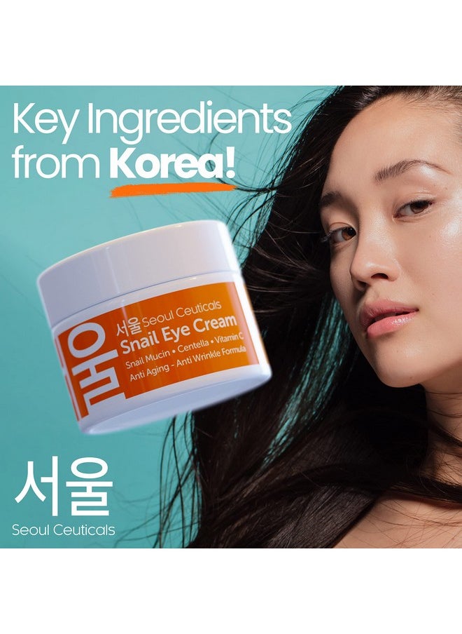 seoulceuticals SeoulCeuticals Korean Snail Mucin Eye Cream - 97.5% Snail Filtrate K Beauty Anti Aging Under Eye Anti Wrinkle Eye Treatment Cream 0.5oz  - Image 2
