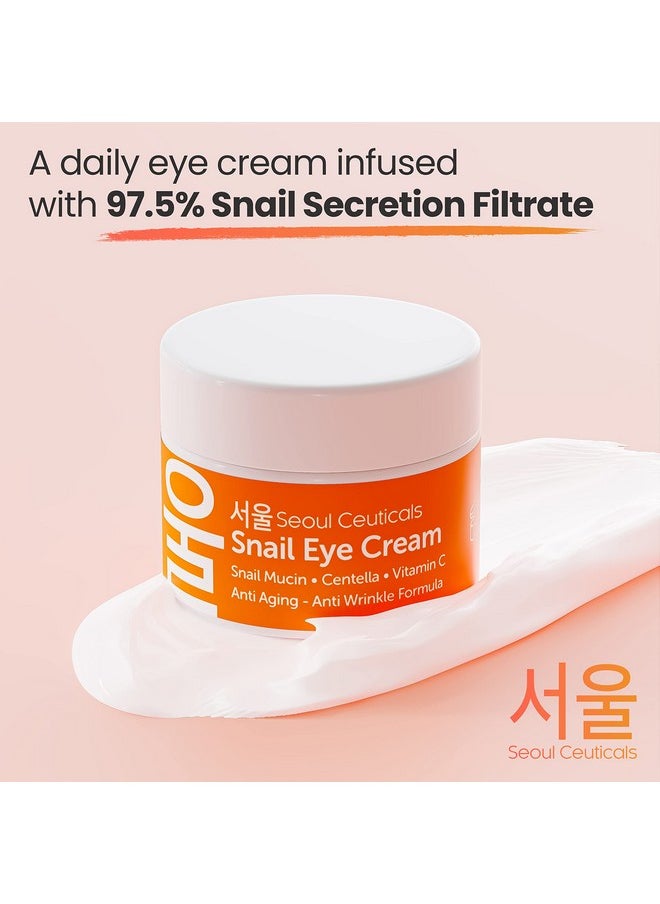 seoulceuticals SeoulCeuticals Korean Snail Mucin Eye Cream - 97.5% Snail Filtrate K Beauty Anti Aging Under Eye Anti Wrinkle Eye Treatment Cream 0.5oz  - Image 4