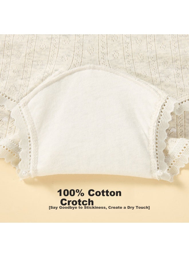 Fentengcare Women's Mid-waist High Elasticity 100% Cotton Extended Crotch Lace Breathable Comfortable Boxer Briefs Yr - Image 3