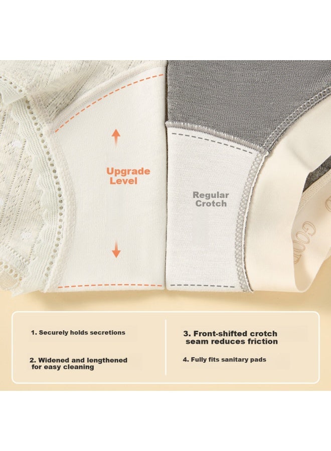 Fentengcare Women's Mid-waist High Elasticity 100% Cotton Extended Crotch Lace Breathable Comfortable Boxer Briefs Yr - Image 4