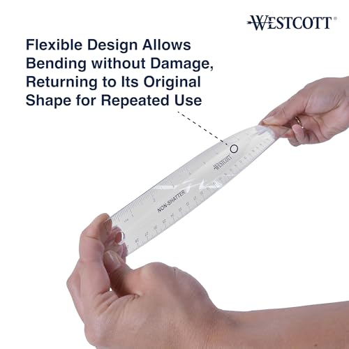 Westcott 12-Inch Flexible Shatterproof Rulers, Flexible Design with Easy-to-Read Markings, for Home, Office, Classroom, Back to School, School Supplies, 4 Pack - Image 4