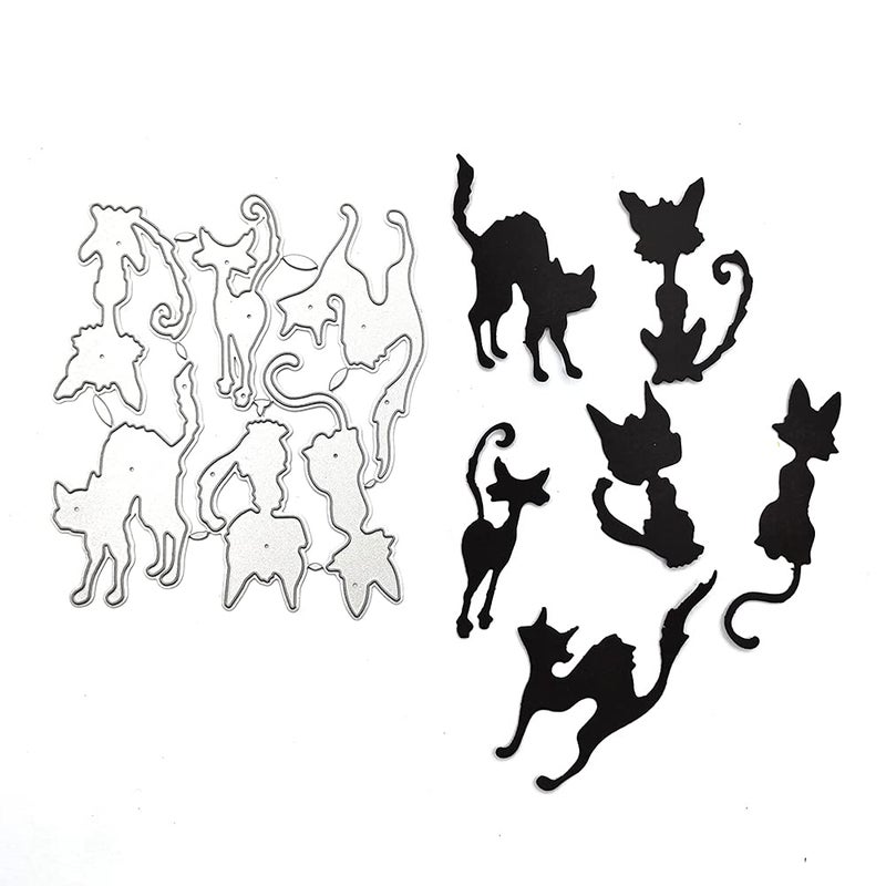 LZBRDY 6 PiecesSet Halloween Cats Metal Cutting Dies for Scrapbooking and Card Making Birthday Christmas Craft Die Cuts