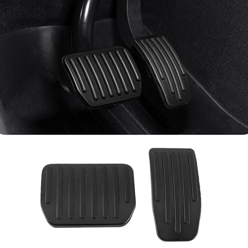 Alieemo 2PCS Aluminum Car Accelerator Pedal Covers, Vehicle Foot Pedal Pads Set, Non Slip Performance Automotive Brake Foot Rest Pedal Extenders Replacement Compatible with Model 3 Model Y (Black) - Image 1
