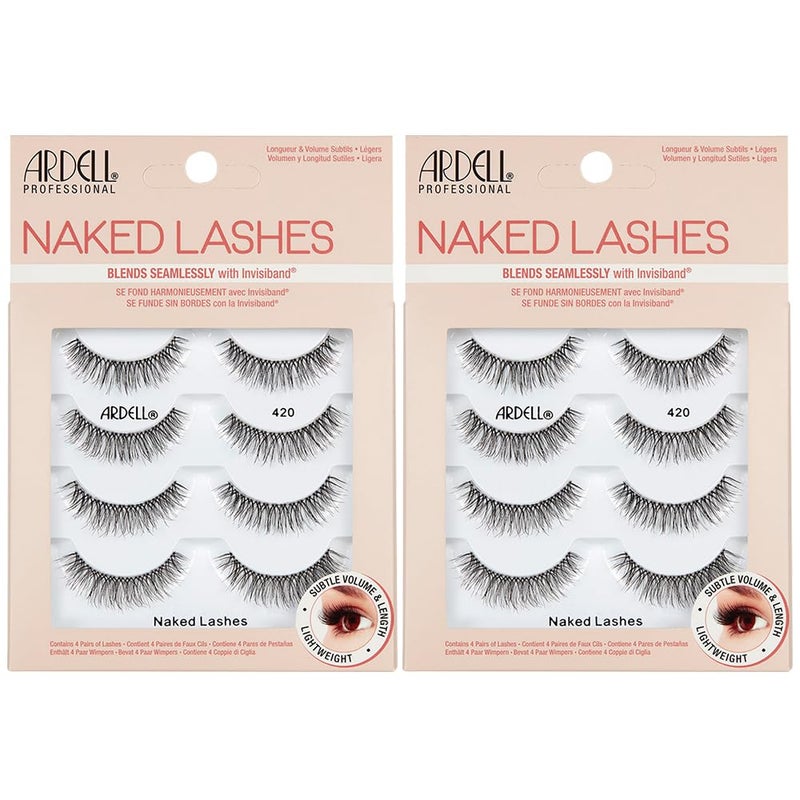 Ardell Naked Strip Lashes 420 - Soft Lightweight Fibers, Natural Look, Comfortable & Easy Application False Eyelashes, 4 Pairs, 2 Pack - Image 1