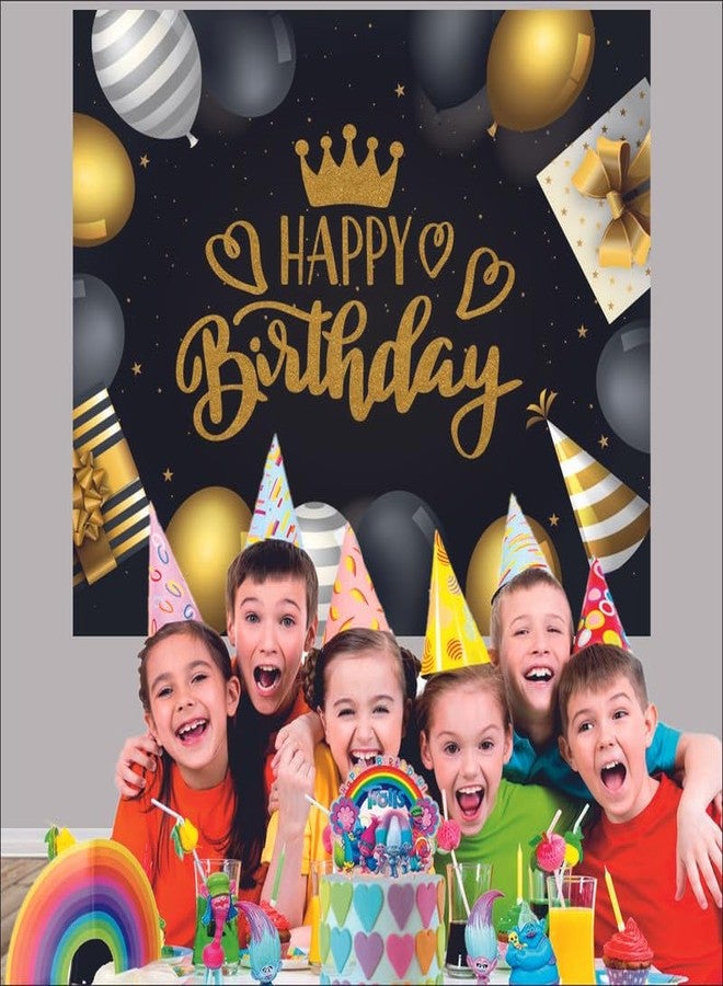 Party Baazaar Happy Birthday Backdrop Banner | Birthday Party Hanging Decoration Banner Supplies for Theme Party (Pack of 1, Multicolor, Size: 5X4 Feet) - Image 2