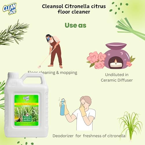 Cleansol Citronella Citrus Floor Cleaner Liquid – Natural Disinfectant & Eco-Friendly | Pet-Safe Multipurpose Herbal Floor Cleaner | Keeps Mosquitoes Away | 5 Litres - Image 5