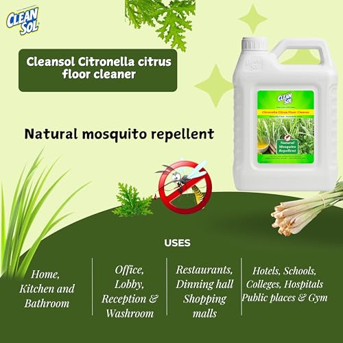 Cleansol Citronella Citrus Floor Cleaner Liquid – Natural Disinfectant & Eco-Friendly | Pet-Safe Multipurpose Herbal Floor Cleaner | Keeps Mosquitoes Away | 5 Litres - Image 4