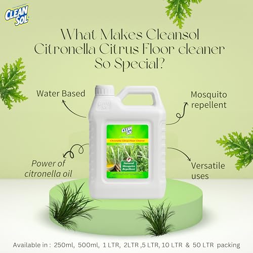 Cleansol Citronella Citrus Floor Cleaner Liquid – Natural Disinfectant & Eco-Friendly | Pet-Safe Multipurpose Herbal Floor Cleaner | Keeps Mosquitoes Away | 5 Litres - Image 3