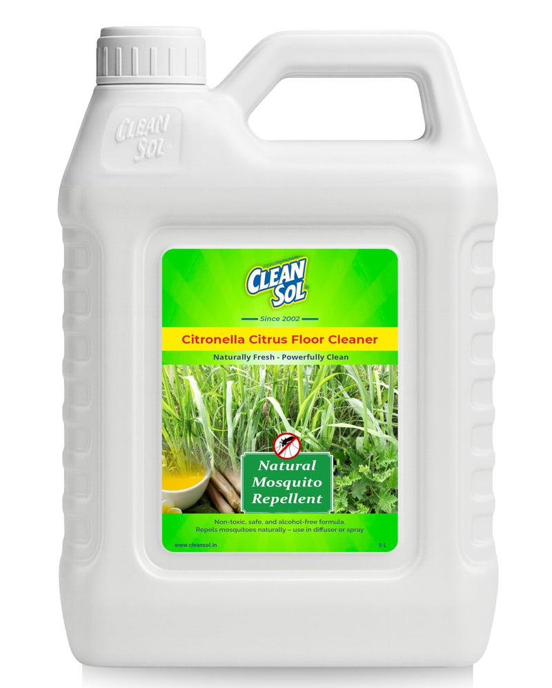Cleansol Citronella Citrus Floor Cleaner Liquid – Natural Disinfectant & Eco-Friendly | Pet-Safe Multipurpose Herbal Floor Cleaner | Keeps Mosquitoes Away | 5 Litres - Image 1