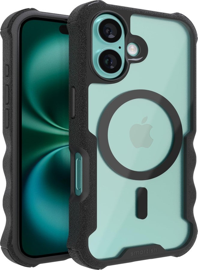 سمارتيش جراب حماية مغناطيسي Smartish® لهاتف iPhone 16 - جراب Gripzilla متوافق مع MagSafe [متين وقوي] جراب نحيف مدرع شديد التحمل مع حماية تم اختبارها ضد السقوط لهاتف Apple iPhone 16 - أسود شفاف - Image 1