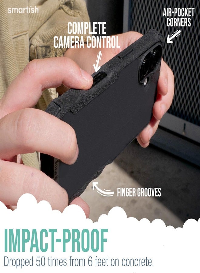 سمارتيش جراب حماية مغناطيسي Smartish® لهاتف iPhone 16 - جراب Gripzilla متوافق مع MagSafe [متين وقوي] جراب نحيف مدرع شديد التحمل مع حماية تم اختبارها ضد السقوط لهاتف Apple iPhone 16 - أسود شفاف - Image 3
