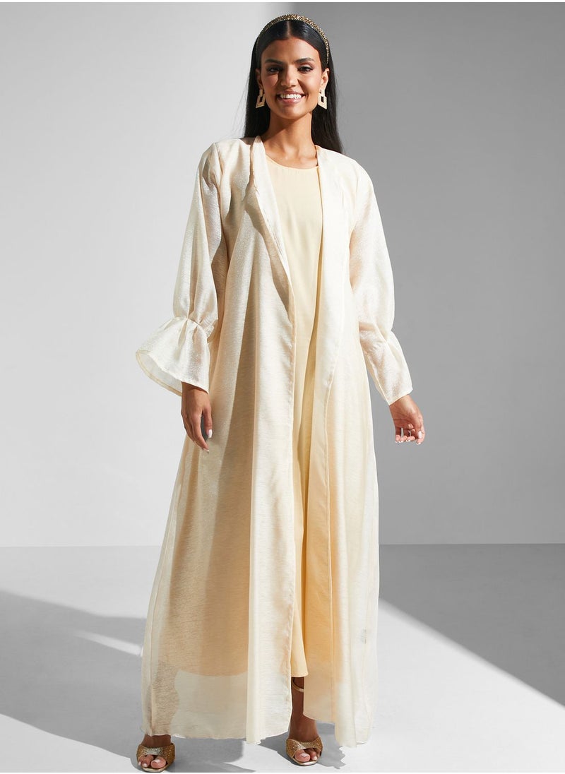 hayas closet - Rushed Sleeve Open Abaya - Image 1
