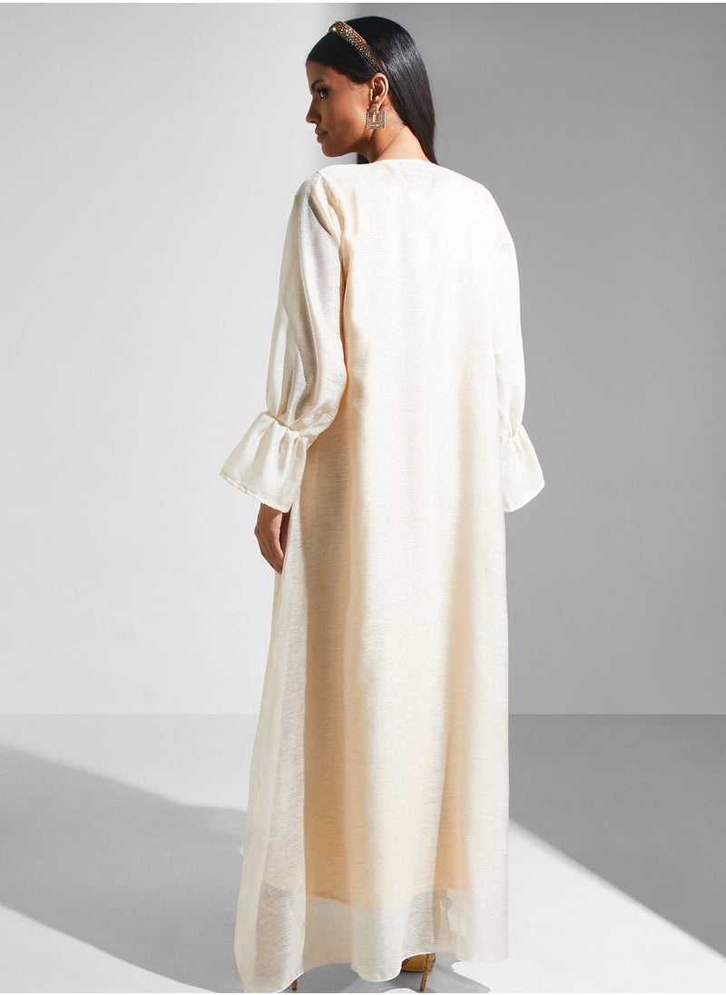 hayas closet - Rushed Sleeve Open Abaya - Image 1