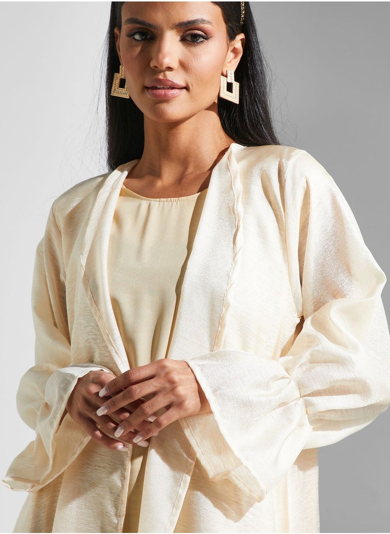 hayas closet - Rushed Sleeve Open Abaya - Image 1