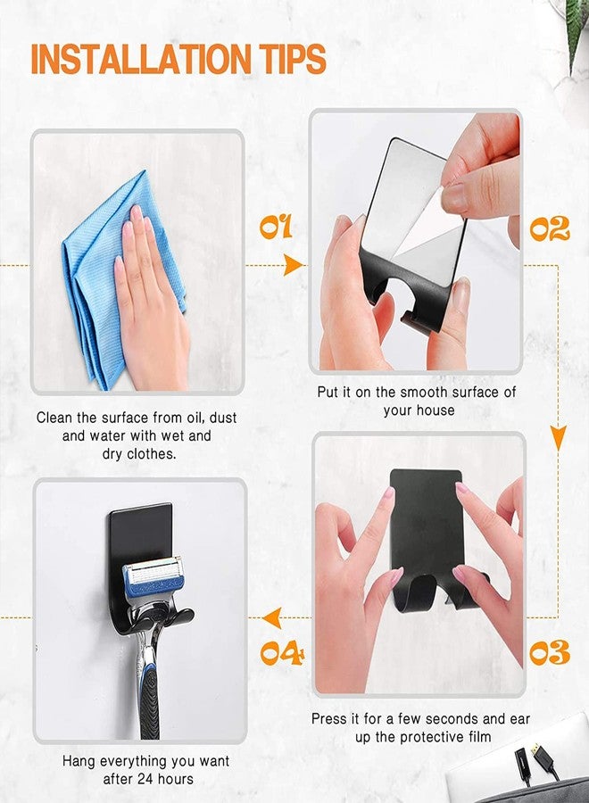 Viniso 2PCS Razor Holder Shaver Hook Hanger Stand for Shower, Shaving Stands Heavy Duty Self Adhesive Hooks Utility Storage Hook Razor Bathroom Kitchen Organizer for Plug Robe Towel Loofah Bathrobe - Image 4