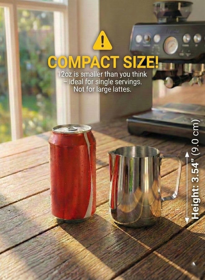 cicike Milk Frothing Pitcher 12oz with Measurements, Stainless Steel Espresso Steaming Pitcher (350ml) & Latte Art Pen - Metal Creamer Cup & Barista Espresso Machine Accessories for Cappuccino, Macchiato - Image 5
