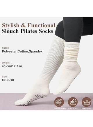 3 Pairs Grip Pilates Socks for Women, Non-Slip Yoga Slouch Socks for Barre, Comfortable Slipper Socks for Hospital, Workout, Ideal for Exercise, Fitness, and Relaxation - view 3