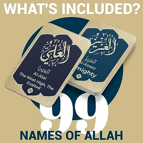 Briston 99 Names of Allah Flashcards – Asma Ul Husna Arabic and English Learning Cards with Quranic Verses, Pronunciation, and Meanings – Islamic Study Aid, Muslim Gift for Ramadan, Eid, Kids & Adults Briston - Image 2