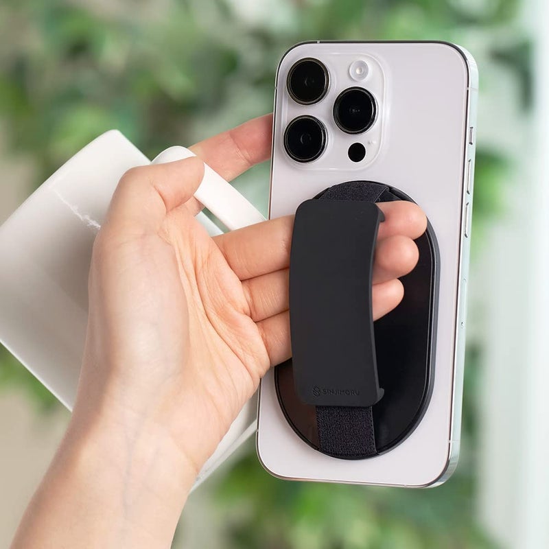 Sinjimoru for MagSafe Grip, Magnetic Phone Grip for MagSafe Stand, Strong Magnetic Phone Holder for iPhone 17 16 15 14 13. M-SGrip Black - Image 2