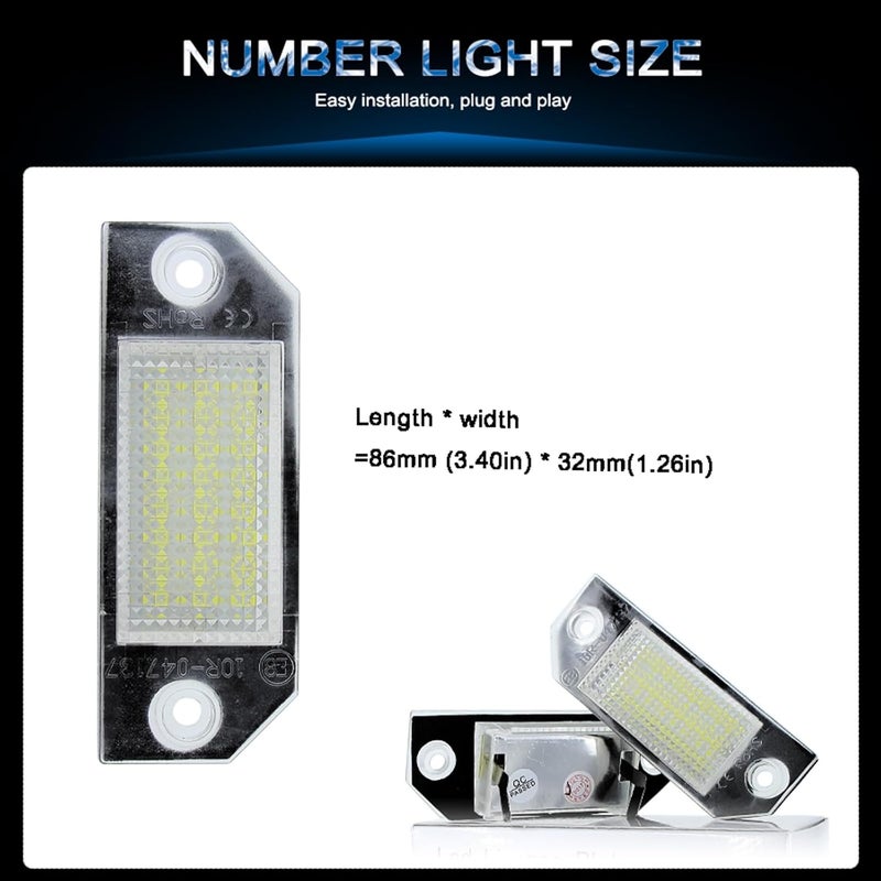QASULER 2Pcs LED License Plate Lights for Focus C-MAX MK2 - Image 2