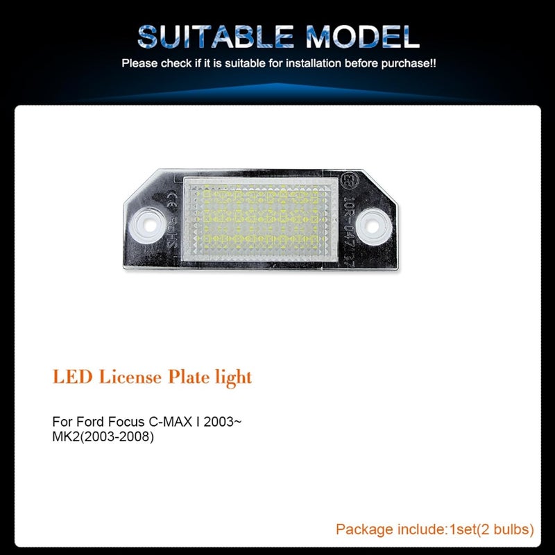QASULER 2Pcs LED License Plate Lights for Focus C-MAX MK2 - Image 3