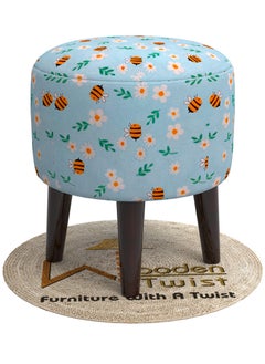 Wooden Twist Wooden Twist Harlequin Puffy Ottoman Stool For Living Room  - Image 2
