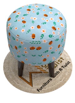 Wooden Twist Wooden Twist Harlequin Puffy Ottoman Stool For Living Room  - Image 5