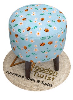 Wooden Twist Wooden Twist Harlequin Puffy Ottoman Stool For Living Room  - Image 3