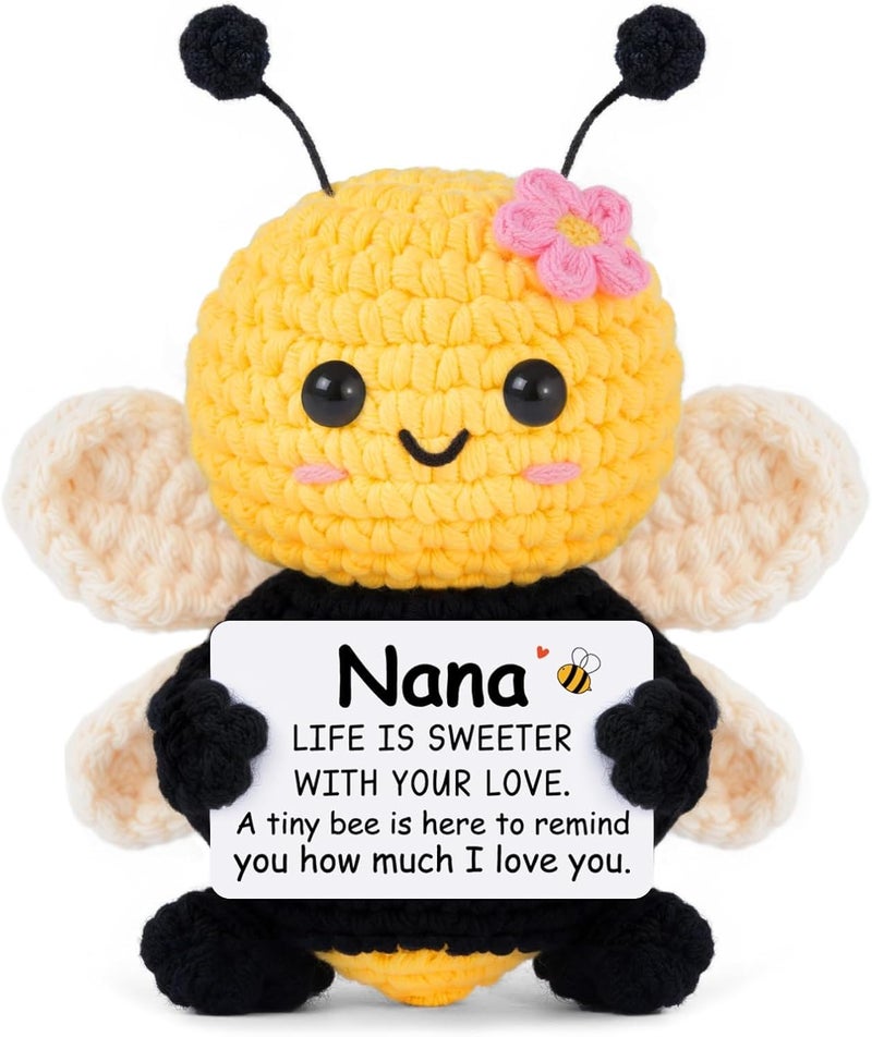 Gleevera Gifts for Nana, Nana Gifts for Christmas from Grandkids - Cute Handmade Crochet Bee - Birthday Valentines Mother Day Present for Grandma from Grandkids, Emotional Support Animal Gift - Image 1