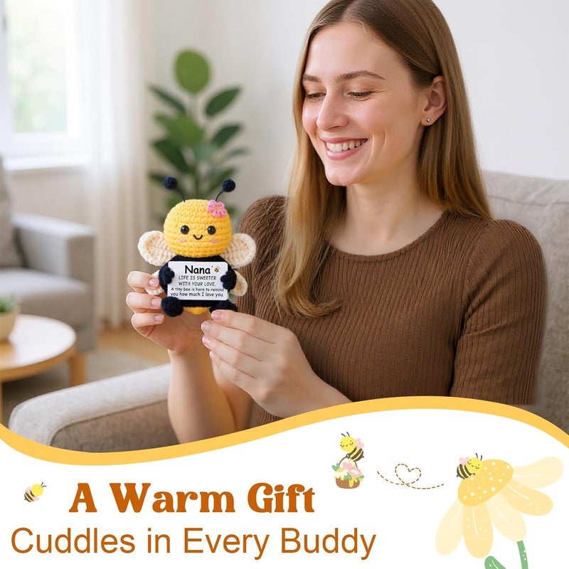 Gleevera Gifts for Nana, Nana Gifts for Christmas from Grandkids - Cute Handmade Crochet Bee - Birthday Valentines Mother Day Present for Grandma from Grandkids, Emotional Support Animal Gift - Image 3