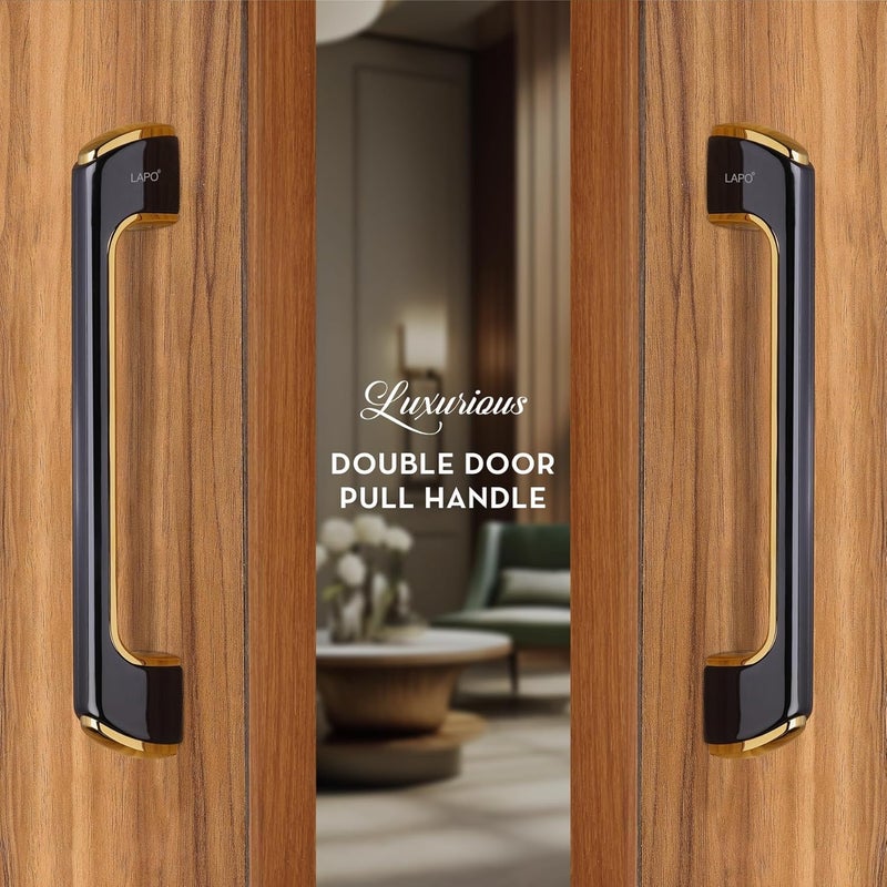 LAPO Door Handles for Main Door Main Door Handle Wooden Glass Door Handle Door HandleLDH 10 InchesPack of 1 BlackGold Finish 3 Years Warranty Zinc Pull Handle - Image 5