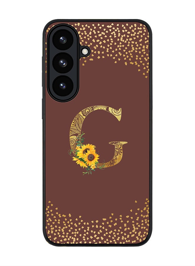 For Samsung Galaxy S26 Case,Slim fit Camera Protection, Shockproof Thin Phone cover  - Custom Floral Monogram - G  (Brown )