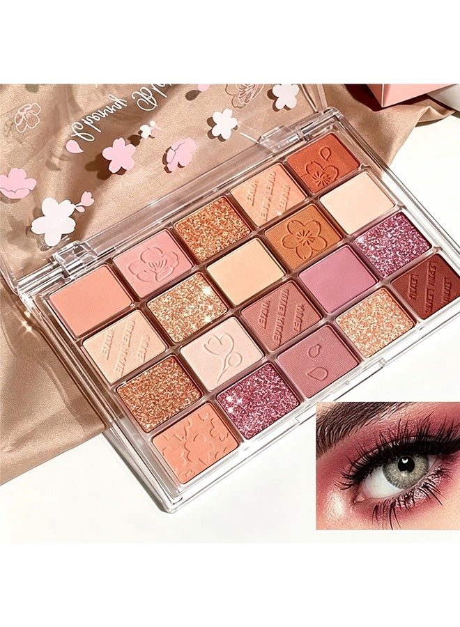 dikalu 20-Color Eyeshadow Palette, Highlighter Pearly & Shimmer Earth Color Tone, Eye Contouring & Brightening Eyeshadow Powder, Long Lasting Smudge Proof Not Fall Out Cosmetics #sakura - Image 4