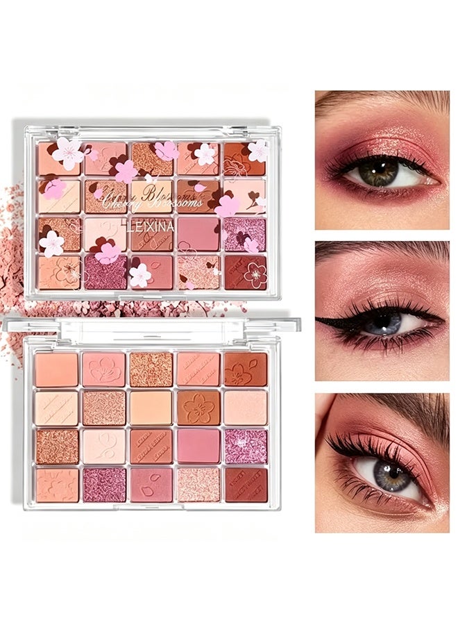 dikalu 20-Color Eyeshadow Palette, Highlighter Pearly & Shimmer Earth Color Tone, Eye Contouring & Brightening Eyeshadow Powder, Long Lasting Smudge Proof Not Fall Out Cosmetics #sakura - Image 1