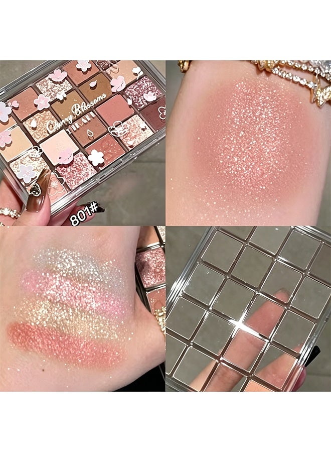 dikalu 20-Color Eyeshadow Palette, Highlighter Pearly & Shimmer Earth Color Tone, Eye Contouring & Brightening Eyeshadow Powder, Long Lasting Smudge Proof Not Fall Out Cosmetics #sakura - Image 3