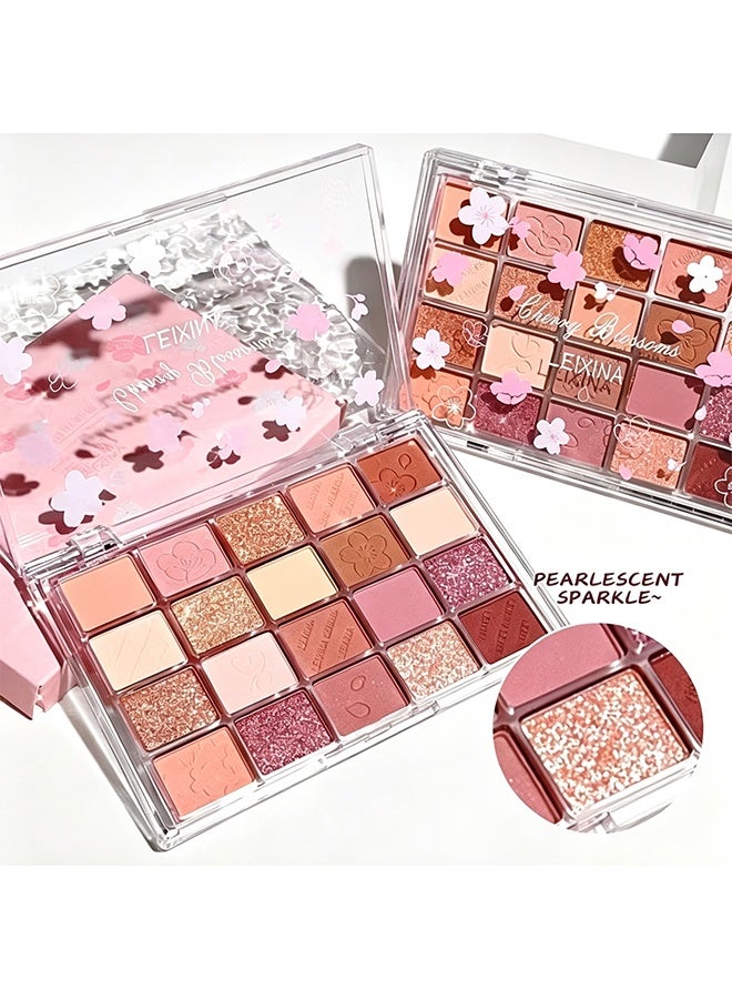 dikalu 20-Color Eyeshadow Palette, Highlighter Pearly & Shimmer Earth Color Tone, Eye Contouring & Brightening Eyeshadow Powder, Long Lasting Smudge Proof Not Fall Out Cosmetics #sakura - Image 2
