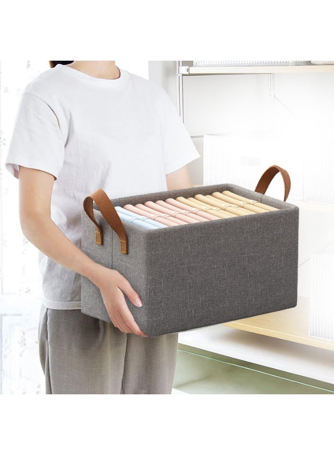 FALMER 4-Piece Fabric Clothes Storage Box Organizer with Steel Frame and Foldable Storage Container, Large Fabric Storage Box 44*30*20cm (Pack of 4, Gray) - Image 3