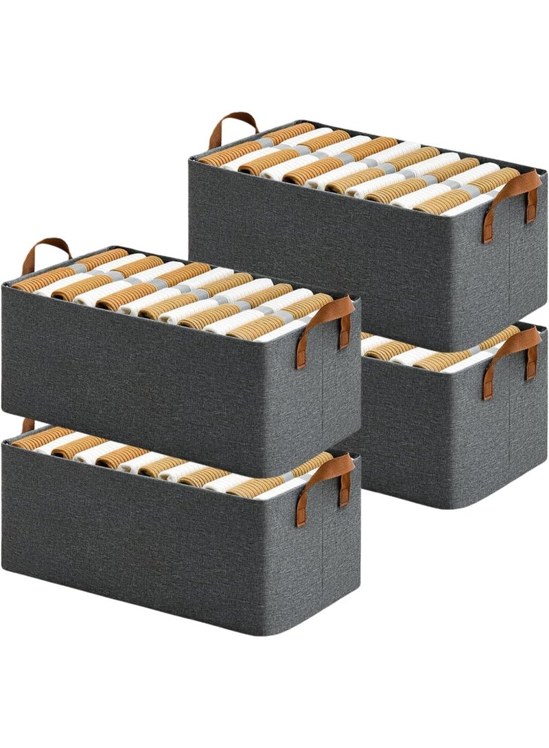 FALMER 4-Piece Fabric Clothes Storage Box Organizer with Steel Frame and Foldable Storage Container, Large Fabric Storage Box 44*30*20cm (Pack of 4, Gray) - Image 1