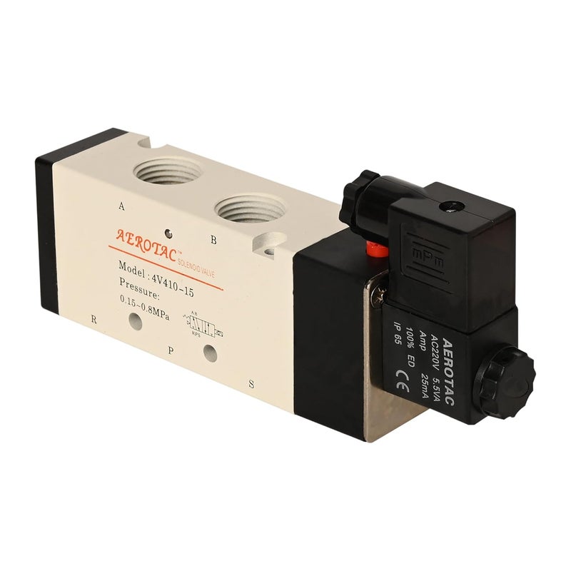 Hyco صمام هوائي كهربائي للتحكم بالهواء نوع عمل داخلي تحكم كهربائي فردي (1/2" 5/2 WAY (4V 410-15)) - Image 3