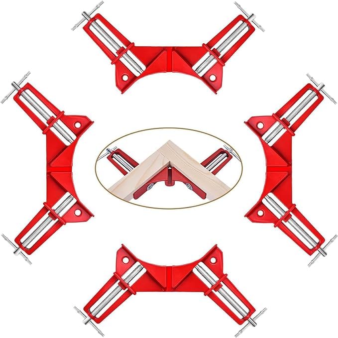 NIKTION Corner Clamps for Woodworking 90 Degree Right Angle Clamps Set of 4Pc Adjustable Corner Square Clamp for Picture Frames Welding Fishtanks Cabinets Shelf Holder DIY Hand Tool - Image 1