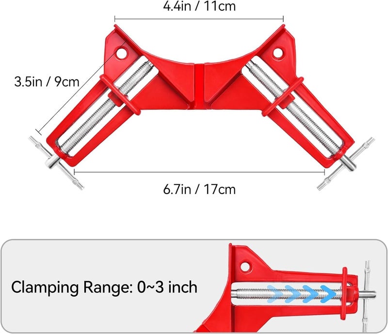 NIKTION Corner Clamps for Woodworking 90 Degree Right Angle Clamps Set of 4Pc Adjustable Corner Square Clamp for Picture Frames Welding Fishtanks Cabinets Shelf Holder DIY Hand Tool - Image 2