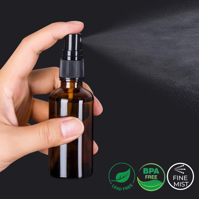 hmaimas 2oz Amber Glass Spray Bottles for Essential Oils, Small Empty Spray Bottle, Fine Mist Spray, Set of 3 - Image 2