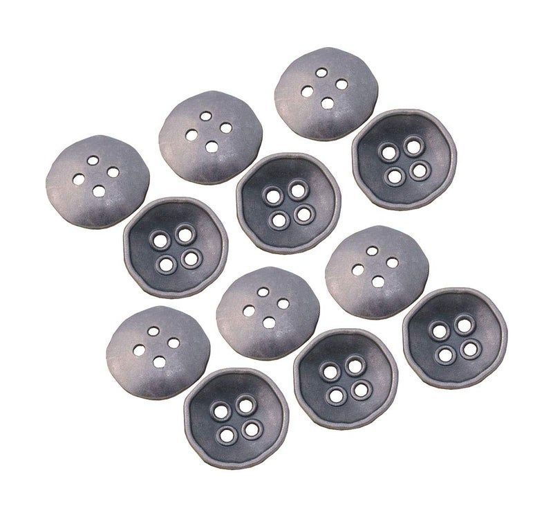 RECHERE 12 PCS Antique Silver Metal Buttons 4-Hole Craft for DIYS Sewing Embellishment (15mm) - Image 5