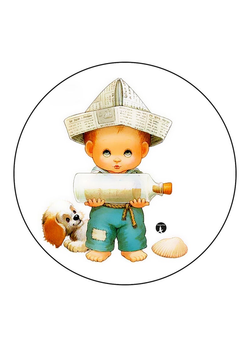 RKN Boy Printed Mouse Pad  Round  Multicolour