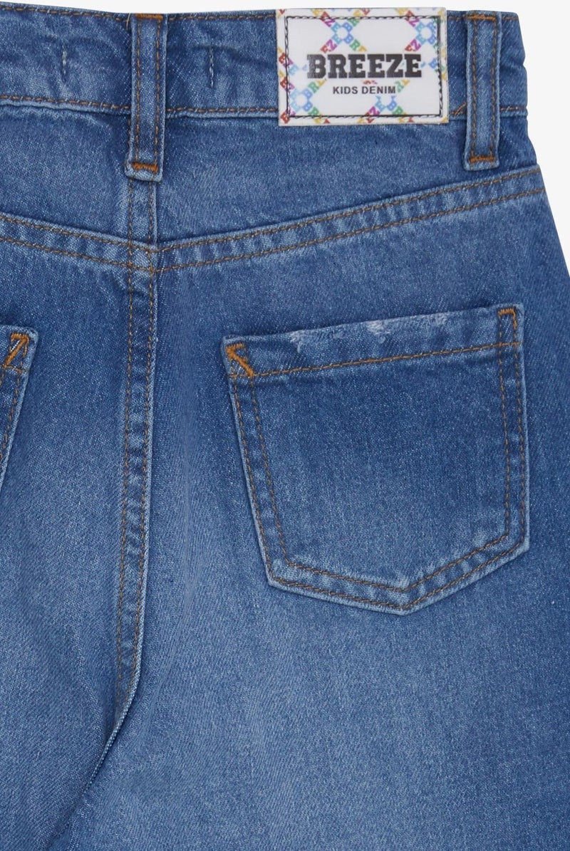 Breeze Girl's Jean Pants with Pockets Buttons, Age 9-14, Blue  - Image 2