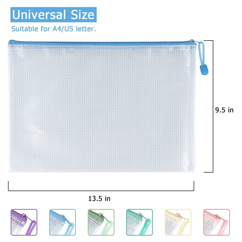 Tamaki 6 Pack Mesh Zipper Pouch Bags Waterproof Zipper Bags Durable Pouches for Organization Bag Board Game Storage, Document Bag Letter/A4 - Image 3