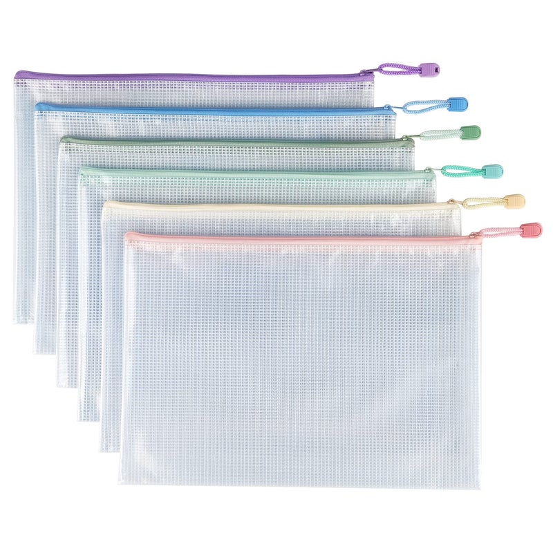 Tamaki 6 Pack Mesh Zipper Pouch Bags Waterproof Zipper Bags Durable Pouches for Organization Bag Board Game Storage, Document Bag Letter/A4 - Image 2